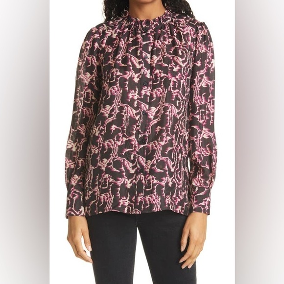 ba&sh Tops - Ba&sh‎ Toste Print Long Sleeve Silk Top